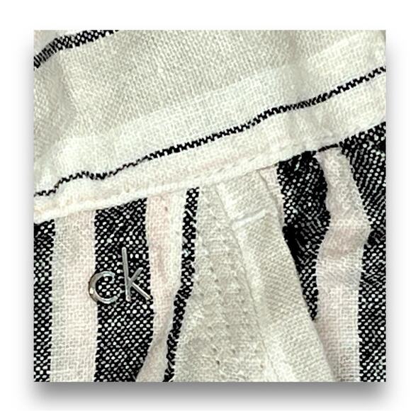 CALVIN KLEIN Gray Ivory Light Pink Stripe Hi Waist Shorts tie front/cuff hem 4 - Picture 12 of 16